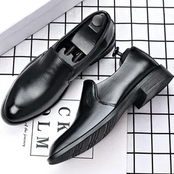 Mens Leather Dress Shoes Gentleman Formal Men Shoe Luxury Brand Casual Loafers Men's Social Autumn Wedding Elevator Shoes