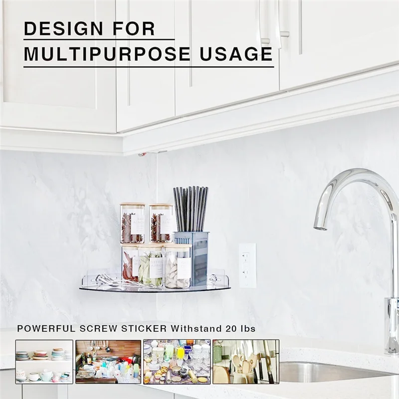

M11K-Storage Rack 2Pcs Floating Corner Shelf Triangle Wall Mount Bathroom Shelves For Kitchen Bathroom Bedroom