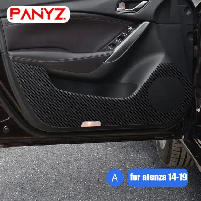 For Mazda 6 Atenza 2014 2017 2019 2020 2021 2022 2023 Leather Carbon Fiber Sticker Door Anti Kick Cover Door Sill Protection Mat 