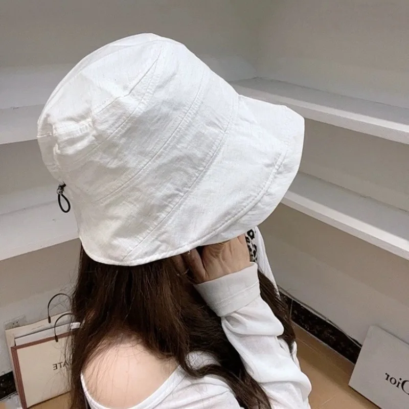 

2025: короткая рыбацкая шляпа спереди, длинная сзади для женщин, корейский стиль, повседневная универсальная модная весенне-летняя тонкая шляпа-горшок