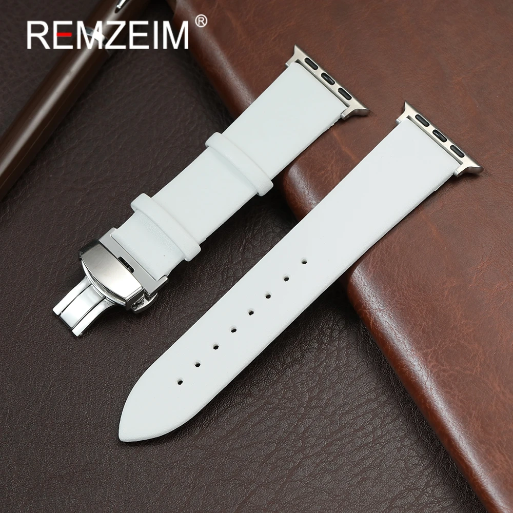 Bracelet en cuir Ultra-fin pour Apple Watch 1-10 Ultra SE 2, décontracté, souple, 38 40 41 42 44 45 46 49mm