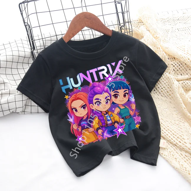 

Новая популярная корейская футболка K-pop Demon Hunter Mira Rumi Zoey Huntrix, модная летняя футболка для девочек, повседневный унисекс топ с коротким рукавом