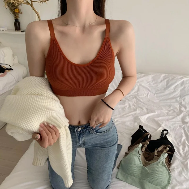 Thread Backless Crop-Top Bandeau Women's Wireless Bottoming Vest Underwear