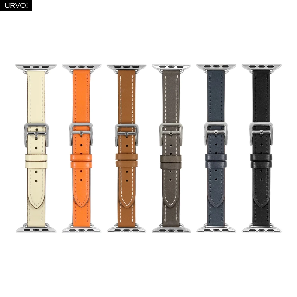 URVOI Single tour for Apple Watch band series 11 10 9 8 7 6 SE 5 slim fit adapter leather Handmade strap for iWatch 40 41 42mm