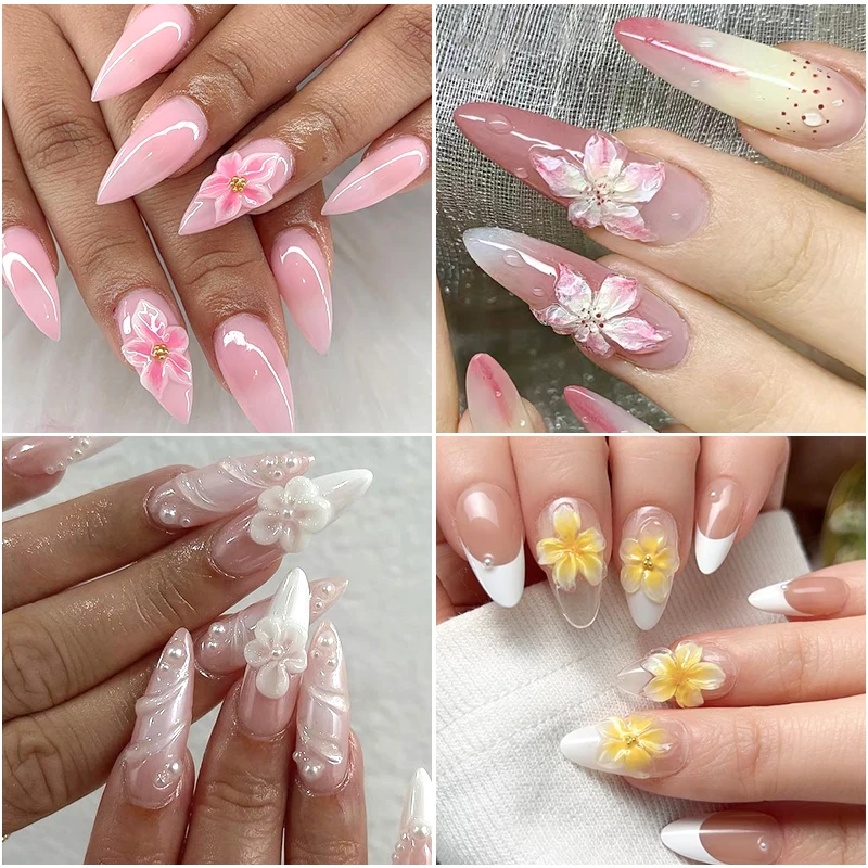 Molde de silicona 3D de flores para uñas, lirio e hibisco, plantilla de tallado de pétalos, esténciles para gel polish, decoración de primavera/verano 5
