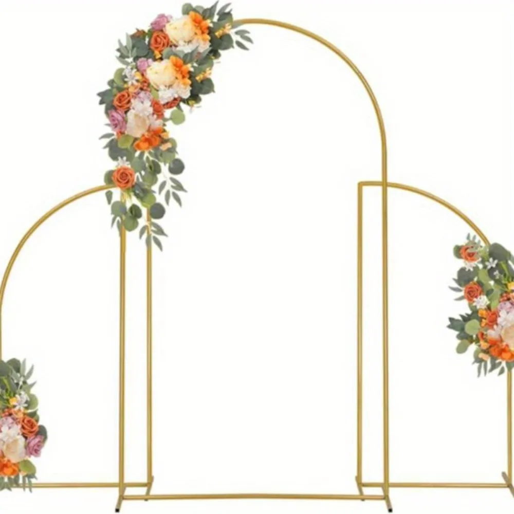 Supporto per fondale per arco nuziale 7. Set di 3 supporti per fondale ad arco in metallo da 2 piedi, 5 piedi, 5 piedi per la decorazione di palloncini floreali da giardino per matrimoni