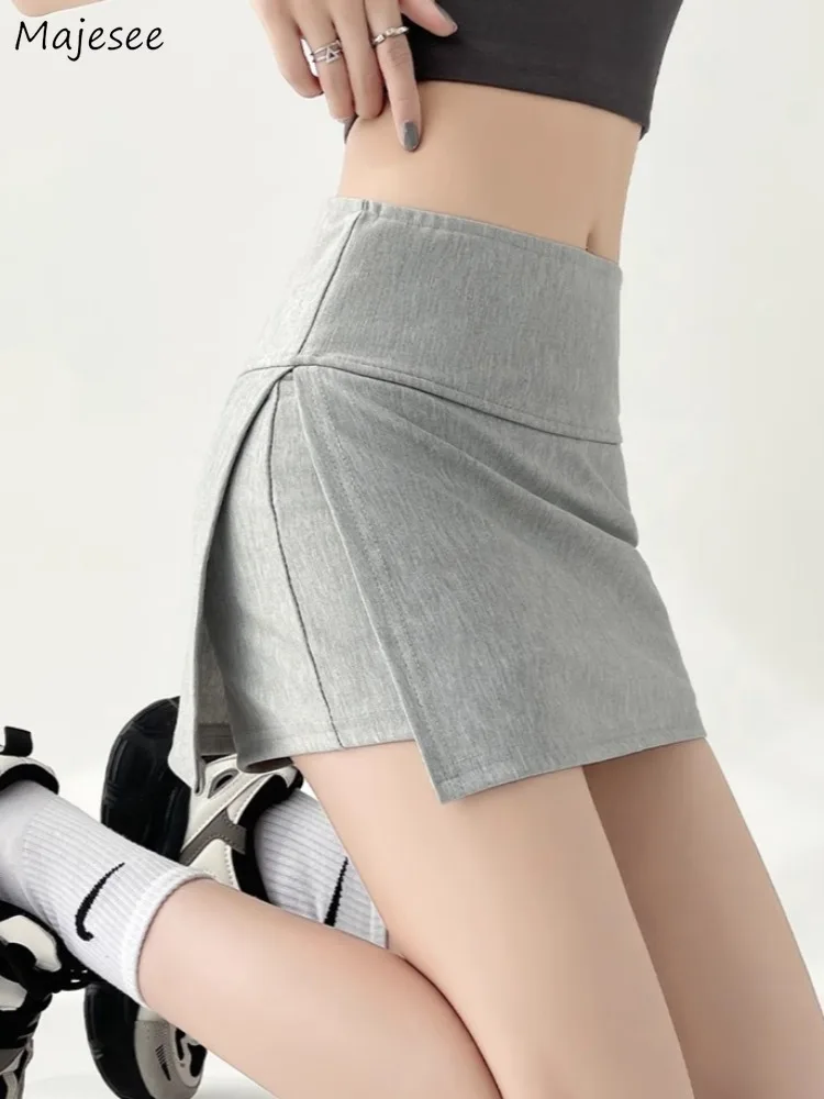 Miniröcke für Damen, solide, einfach umwickelt, Hüfte, hohe Taille, Sommer, Seitenschlitz, Culottes, Fitnessstudio, Bodybuilding, sexy, würzige Mädchenmode