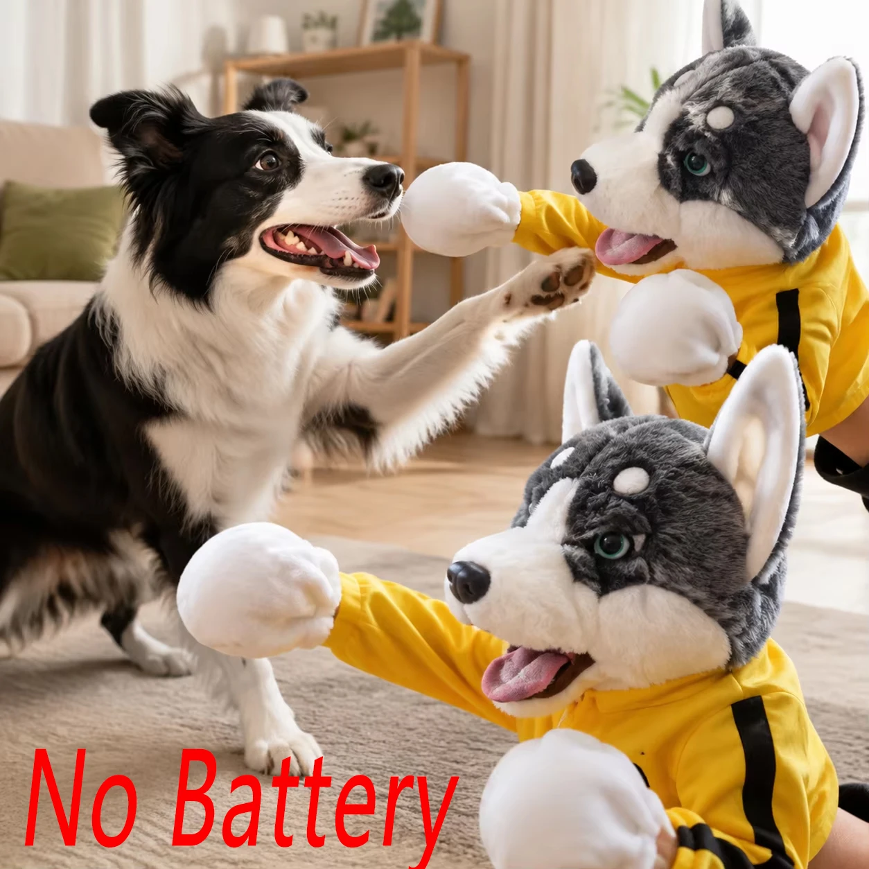 Funny Fighting Game Novelty Boxing Husky Dog Puppet Interactive Pet Toy Punching Toy for Dog Owner Interaction No Battery