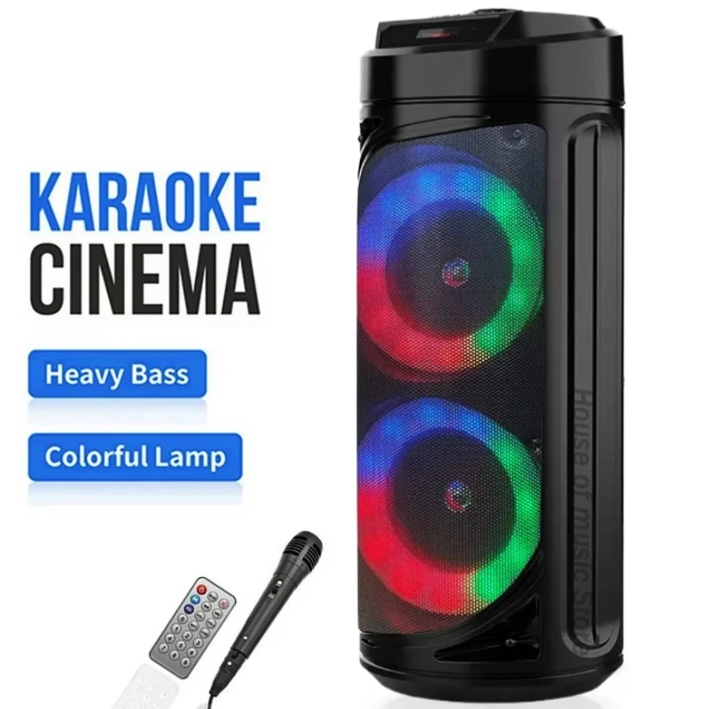 ZQS6212 200W Wireless Column Big Power Stereo Portable Blue Tooth 6.5-Inch Speakers Subwoofer Bass Party Karaoke with Wired Mic