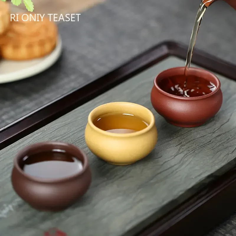 2 Pcs/set Chinese Yixing Handmade Purple Clay Teacup Travel Meditation Cup Tea Bowl Master Tea Cup Customized Tea Set 35ml