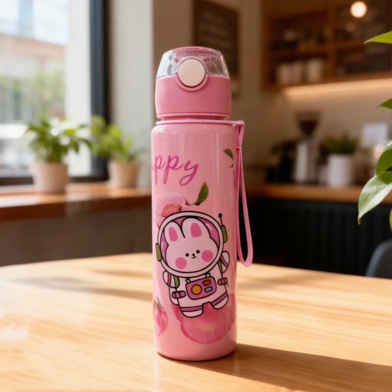 Fruit & Animal Cute Cartoon Water Cup (Bear,Panda,Rabbit,Duck Designs) 700ML Large Capacity Straw Cup Plastic Material,Durable
