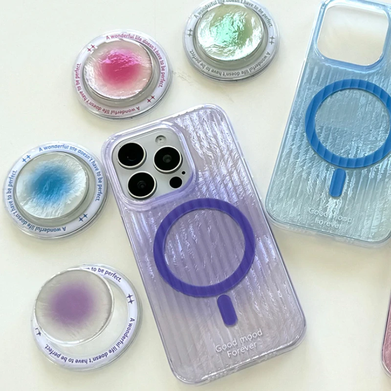 

Блестящий градиентный глянцевый цветной держатель, магнитный модный стильный однотонный держатель для Magsafe Shell Pattern Griptok, подставка для мобильного телефона