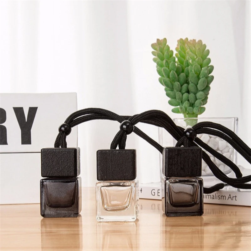 Tapa cuadrada teñida, tapa negra, botella vacía, difusor de aceite esencial para coche, ambientador de fragancia, adorno de botella de Perfume