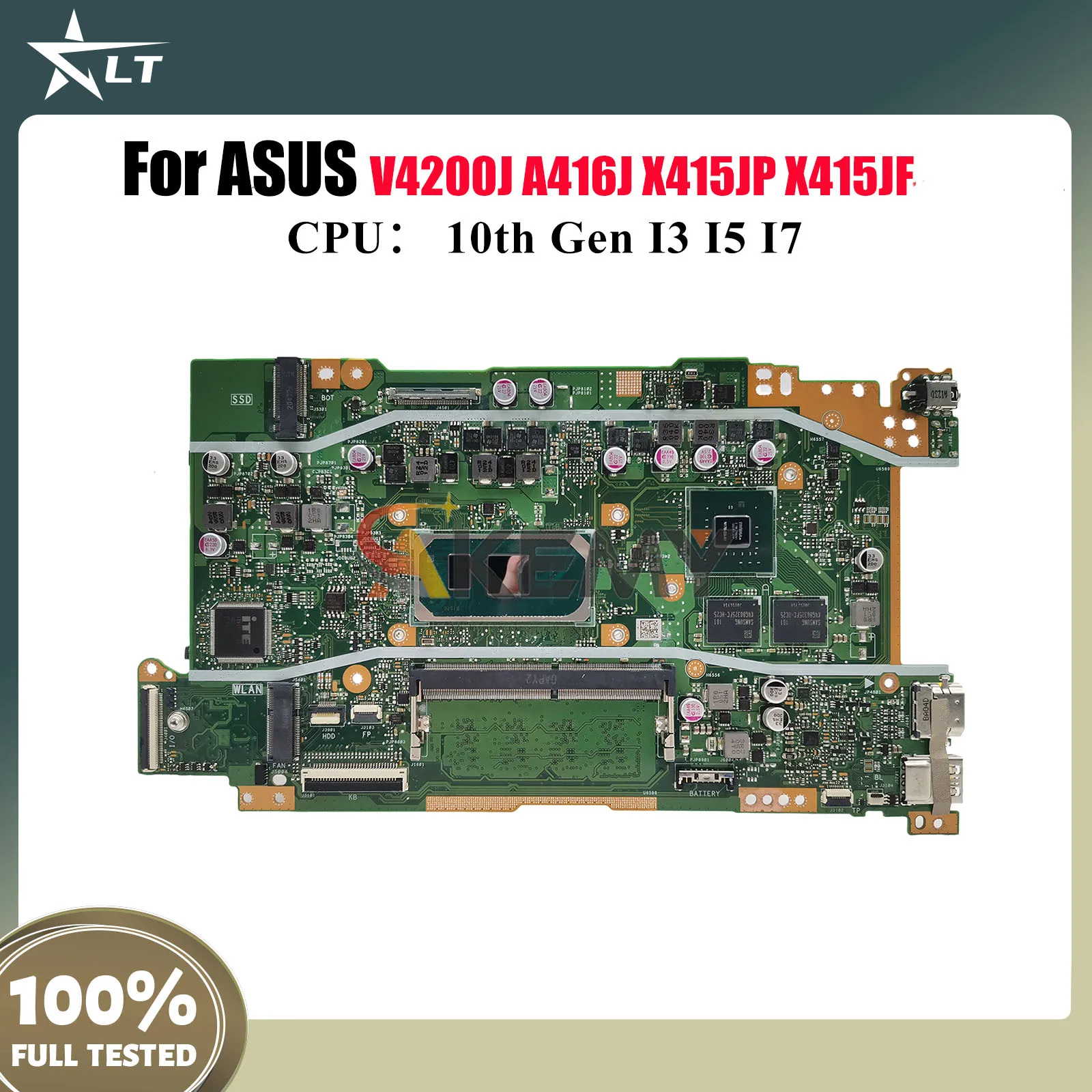 

X415JP Laptop Motherboard For ASUS VivoBook X415JAB V4200J V5200J X415J X415JP X415JF A416J Mainboard With I3 I5 I7 CPU tests OK