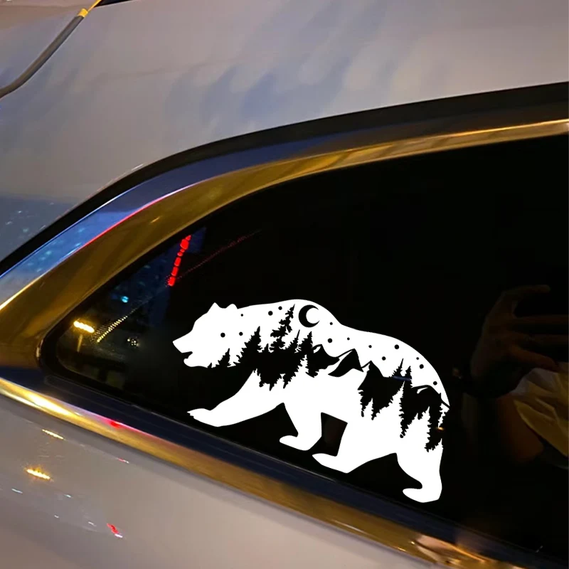 1PC Forest Bear Car Stickers Auto Window Waterproof Vinyl Decals Sunscreen Car Bumper Cover Scratches DIY Camper Van Decoration