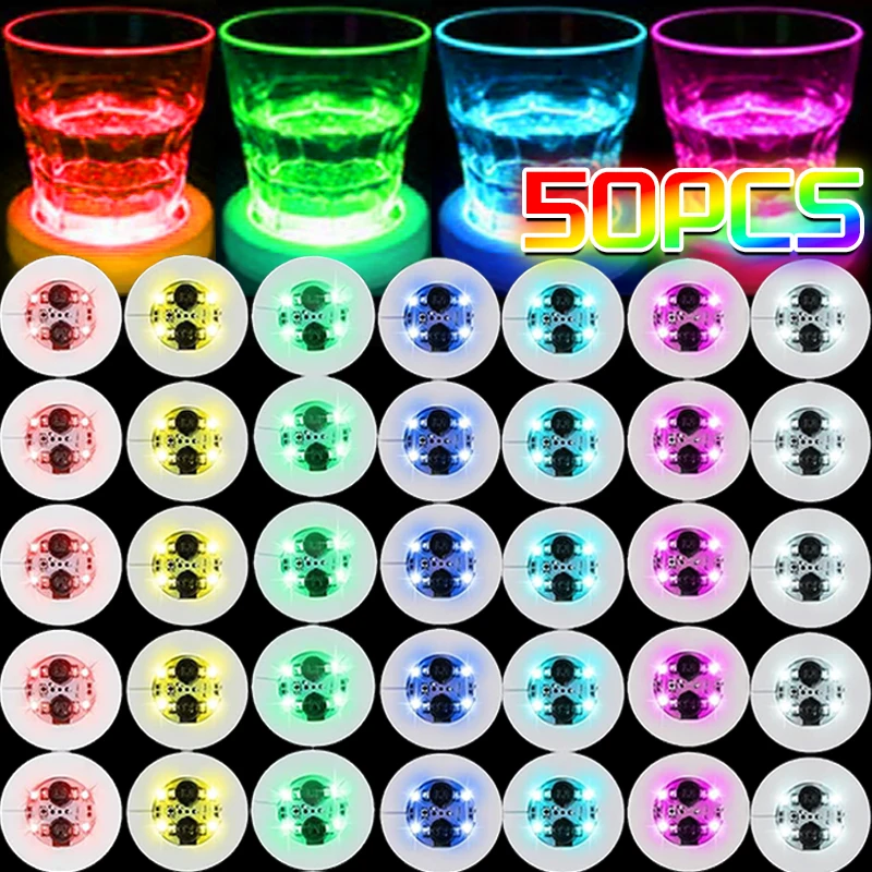 LED Coaster Battery Powered Luminous Bottle Stickers for Bar KTV Wedding Party Bottles Coasters Cocktail Drink Cups Decoration