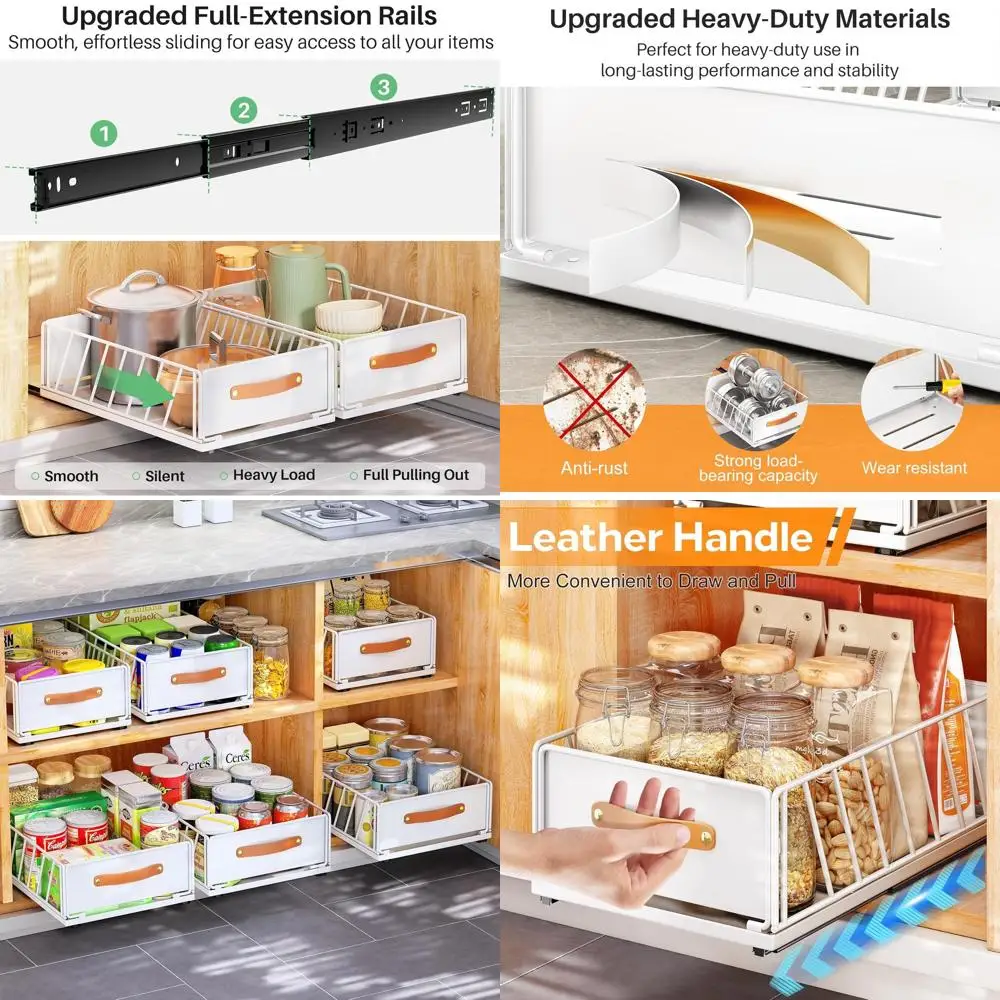 

Выдвижные полки для кладовой усиленной конструкции с нанопленкой на клеевой основе, 9.8Ш x 15.7Г x 6.2В, белые