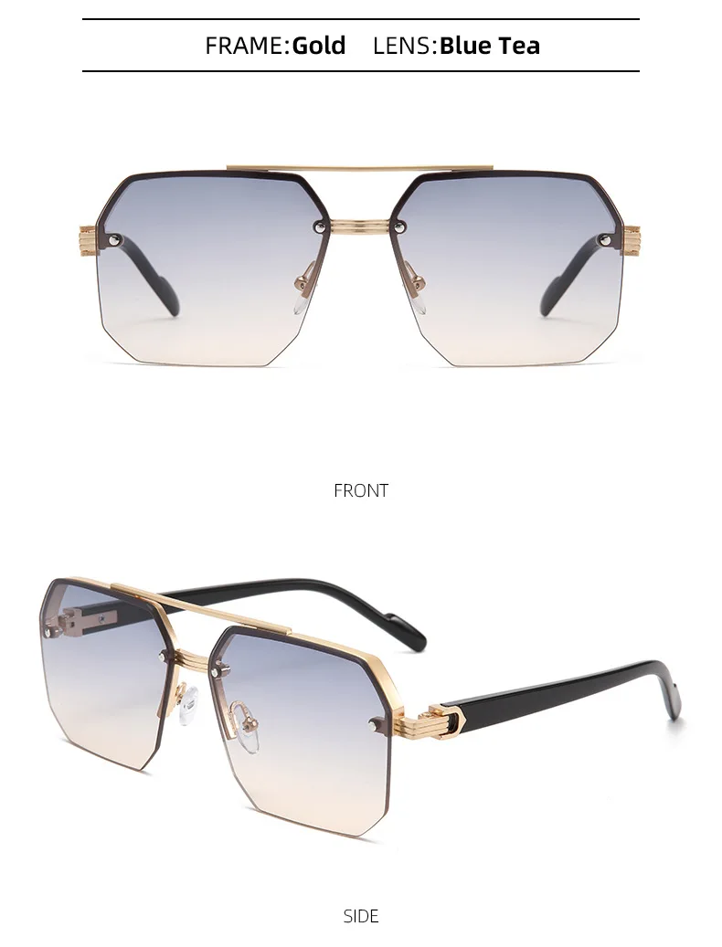 Piloten-Sonnenbrille für Herren, flache Oberseite, halber Rahmen, UV400-Sonnenbrille, klassisch, für Reisen, lässig, Vintage-Sonnenbrille – Detail 12