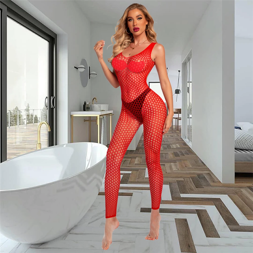 New Sexy Women Erotic Black Bodystockings Fishnet Open Crotch Catsuit Mesh Tights Lingerie Bodysuit Costumes Jumpsuit Teddies