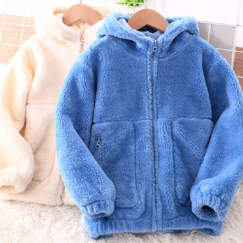 3-18 Years Autumn Winter Warm Coats Outerwear Clothes Kids Boys Girls Adults Polyester Thermal Thick Children Zipper Hoodies