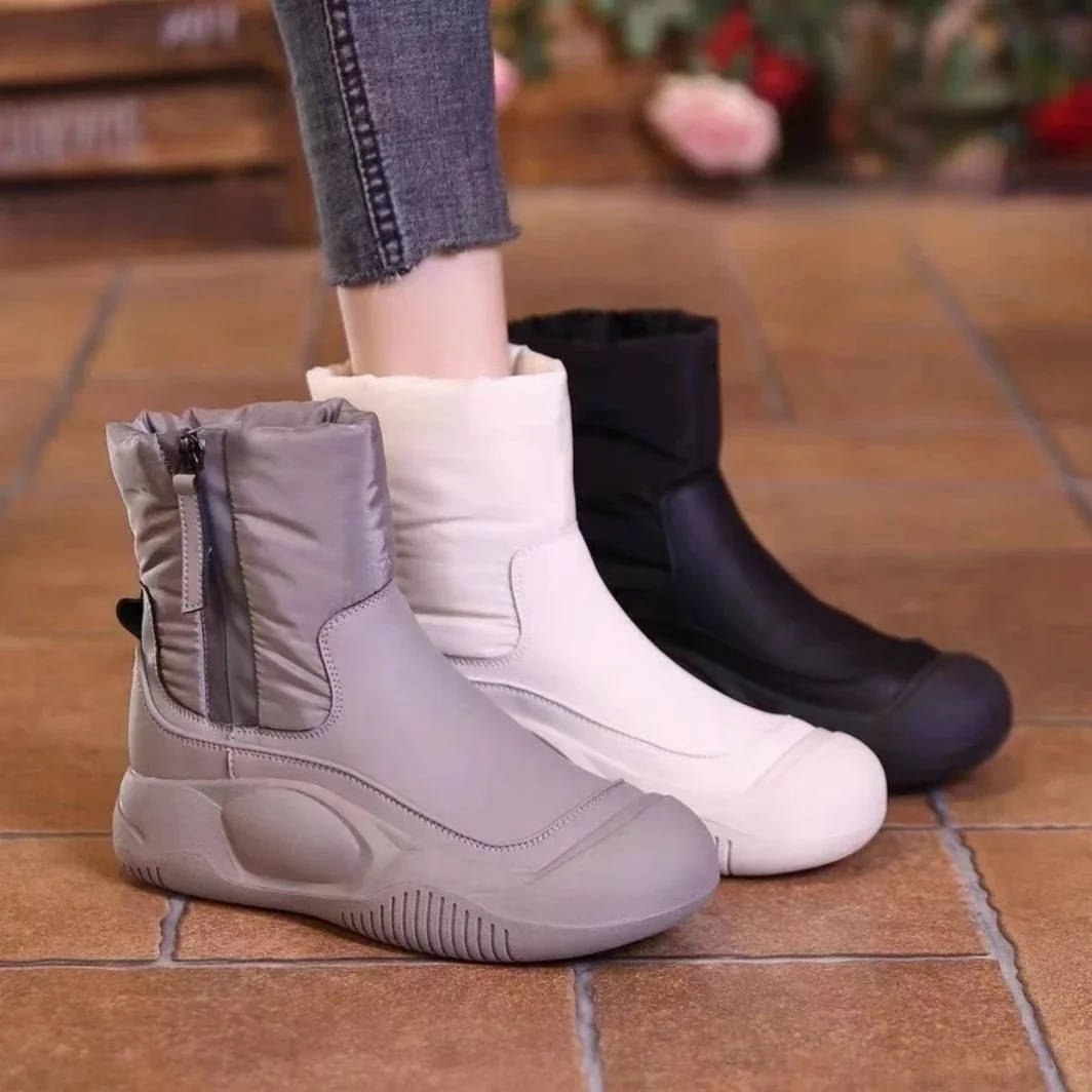 Women Thick Soled Snow Cotton Boots Plush Warm Non-slip 2024 New Short Boots Female Platform Casual Sport Ankle Botas De Mujer