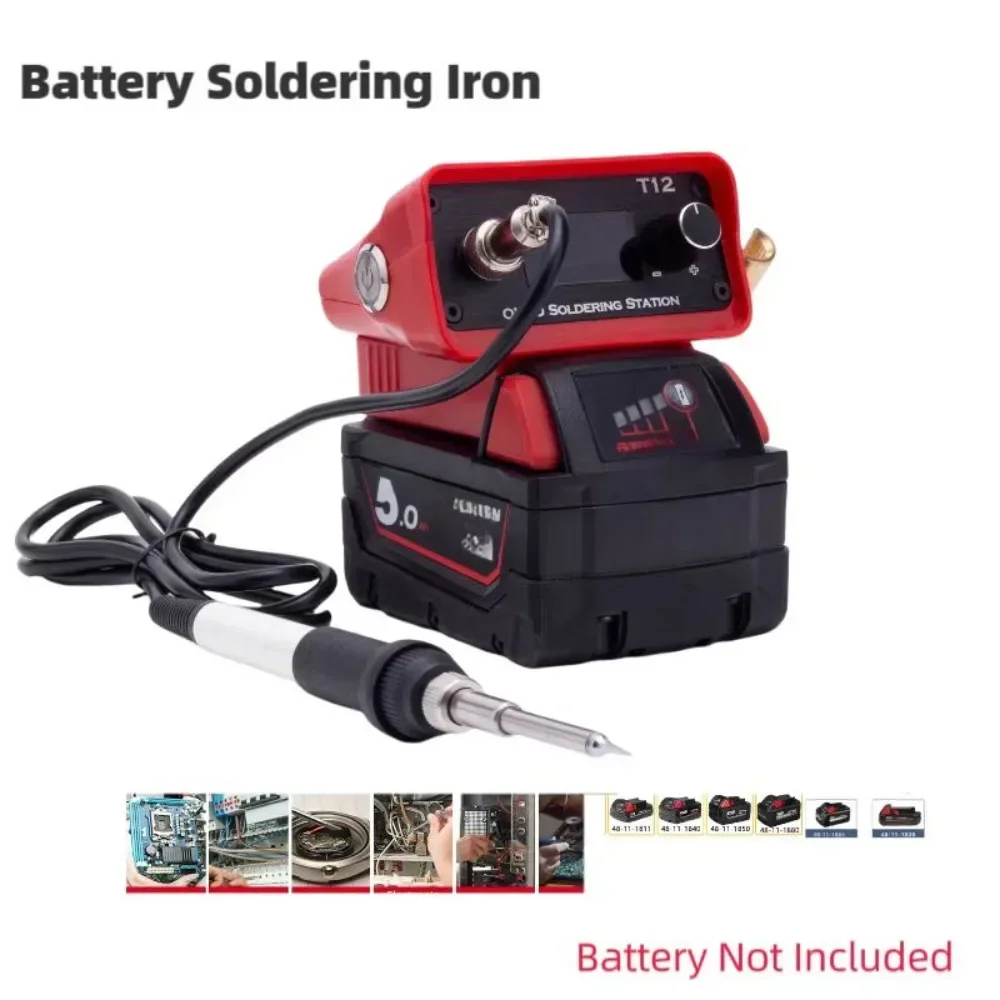 

Welding Station Compatible Milwaukee 18V Lithium Battery Power Supply T12 Soldering Iron Tool Kit (Battery Not Included)