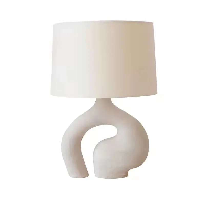 

Wabi-sabi style simple Japanese resin living room lamps Middle East travertine style homestay bedroom table lamp