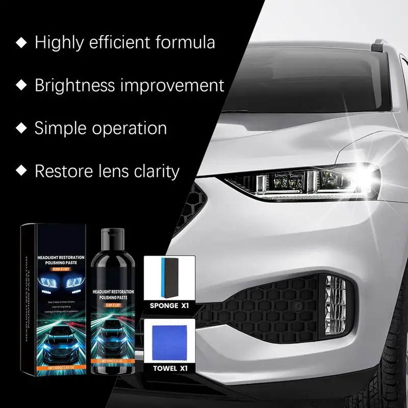 Car Headlight Restoration Repair Polishing Headlamp Scratch Remover Repair Cleaning Paste Remove Headlight Polish Liquid