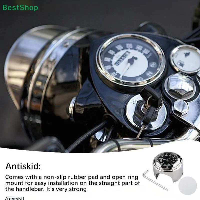 Temp Gauge Motorcycle Handlebar Mount Clock Motorcycle Watch Waterproof Universal 22-25.4mm Luminous Clock