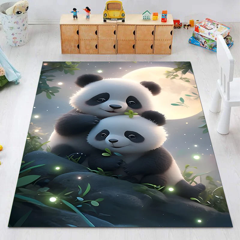 

Cute Panda Pattern Cartoon Carpet for Living Room Bedroom Bedside Floor Mat Cloakroom Children Playing Mat Area Rug Luxury Gifts