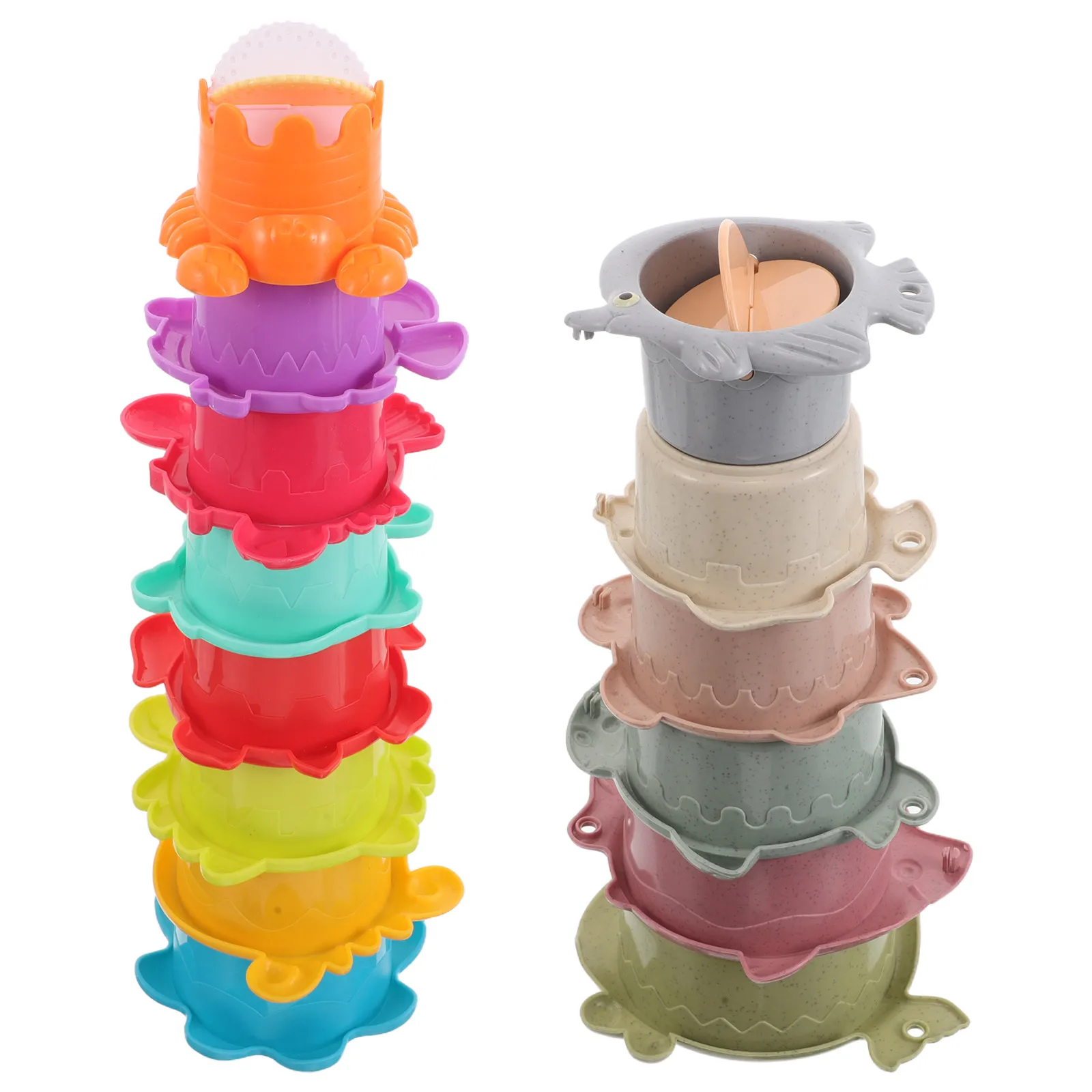 Juego de 2 tazas apilables para educación temprana para niños pequeños, coordinación mano-ojo, habilidades motoras finas, actividad para bebés