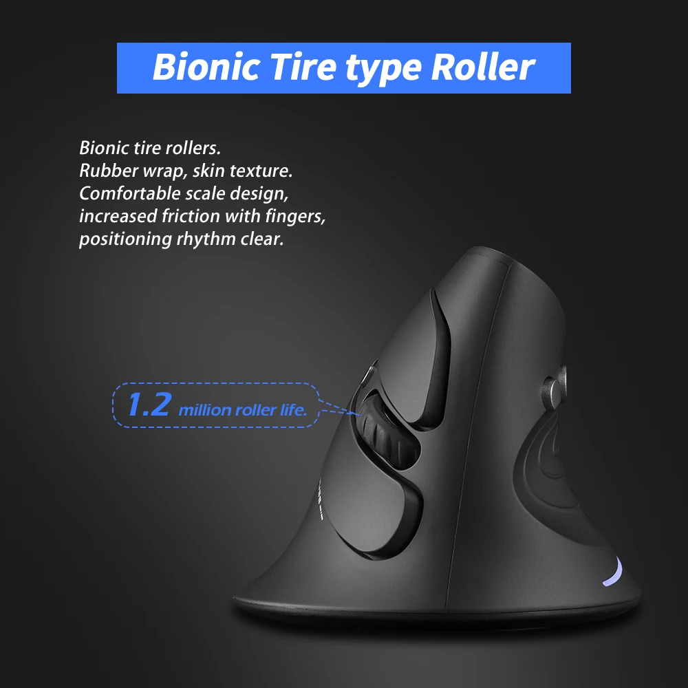 Vertical Ergonomic Wireless Mouse 2.4G 2400DPI 6 Buttons for Office Gaming Comfort Grip Anti-Carpal Tunnel Syndrome