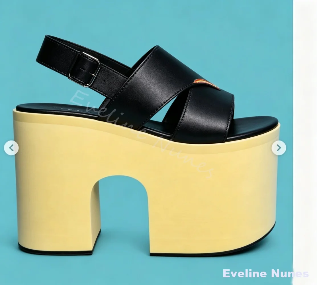 Crisscross Strap Platform Mule Sandals Women Fashion Summer Club Party Festival Street Slippers For People with Constipation