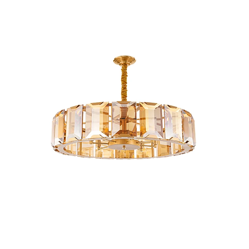 Luxury Amber Lustre Home Appliance Grey Crystal Chandelier Home Decor Exquisite LED Pendant Light for Villa Living Room