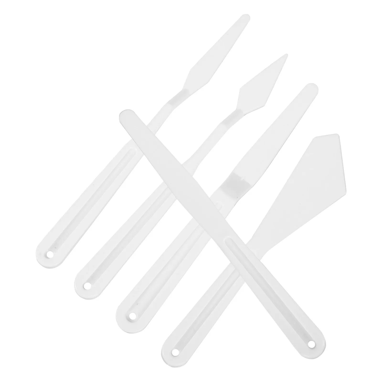 1Set Plastic Oil Painting Scraper Tools Ergonomic Handle Mixing Spatulas Pigment Stirring Canvas Painting Supplies