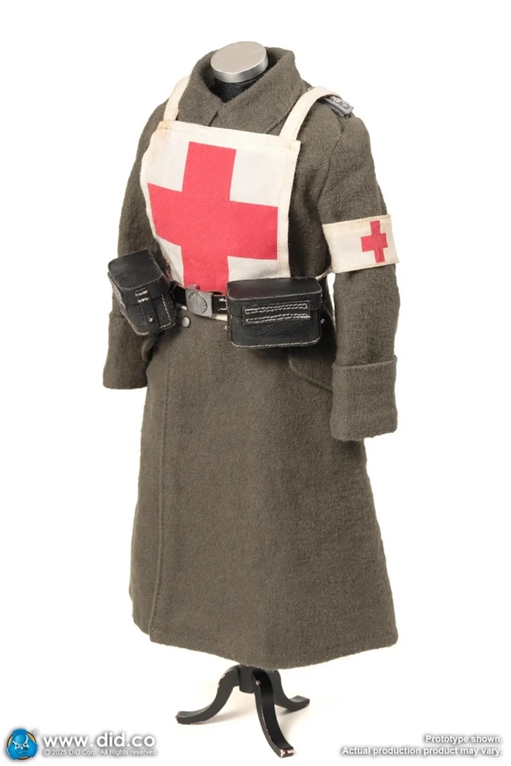 

New Arrival DID 1/6 Soldier Doll Medic Nurse Male Transport Long Overcoat Uniform Tops Pant Armband Waist Belt For 12" D80183