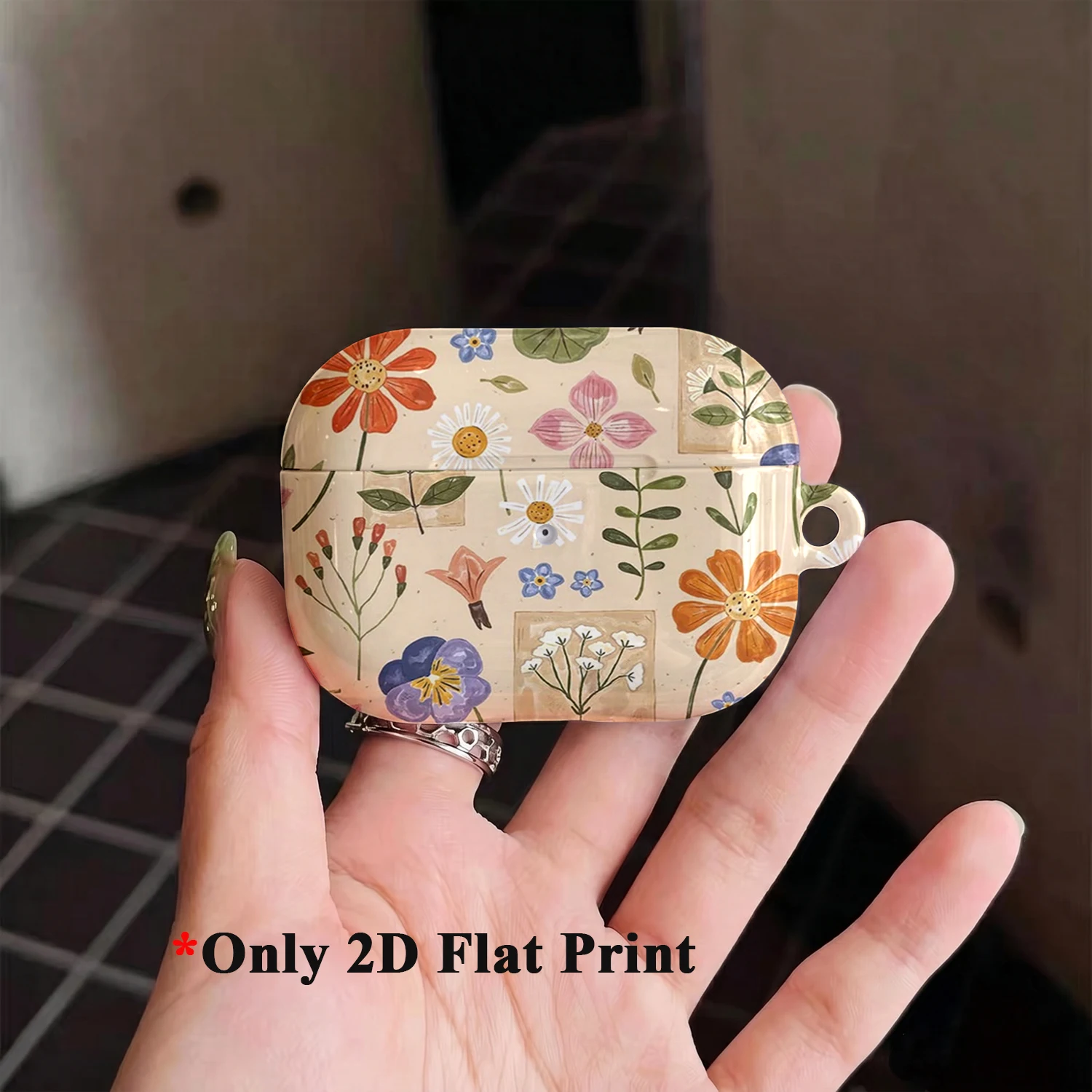 Hand - drawn Floral Case Suitable for AirPods4 Pro3 Pro Hard Glossy Protective Case,Holiday Gifts for Friends Family