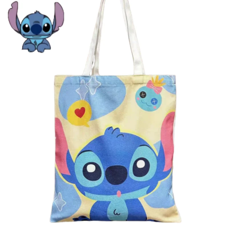 Borsa in tela Disney Stitch Borsa a tracolla per studente interstellare simpatico cartone animato Borsa a tracolla multifunzionale di grande capacità