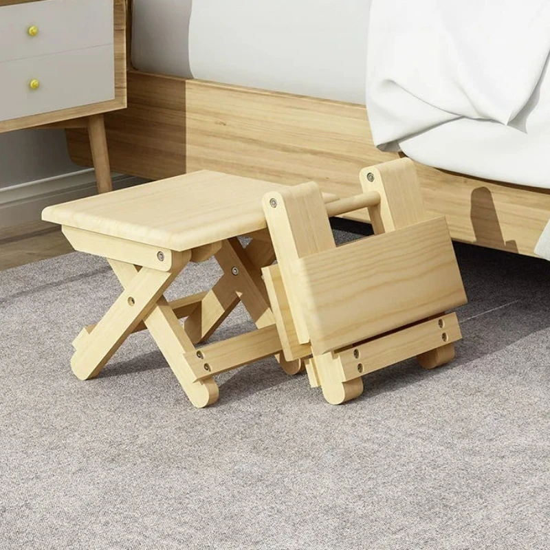 Outdoor solid wood folding stool portable picnic sketching fishing home camping small bench living room Maza wood chair