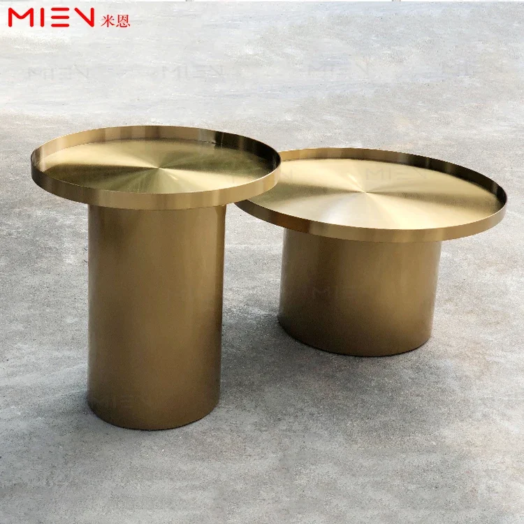 Nordic Simple Small Fresh Coffee Table Brushed Stainless Steel Electroplated Rose Gold Tray Side Table Sofa Corner Table