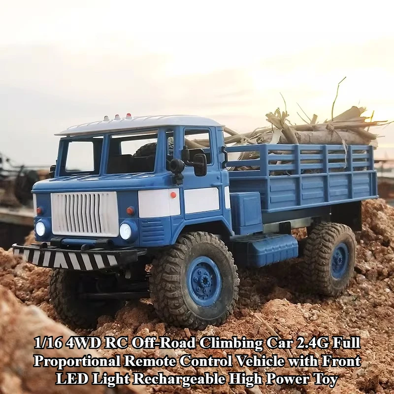 

1/16 4WD RC Off-Road Climbing Car 2.4G Full Proportional Remote Control Vehicle with Front LED Light Rechargeable High Power Toy