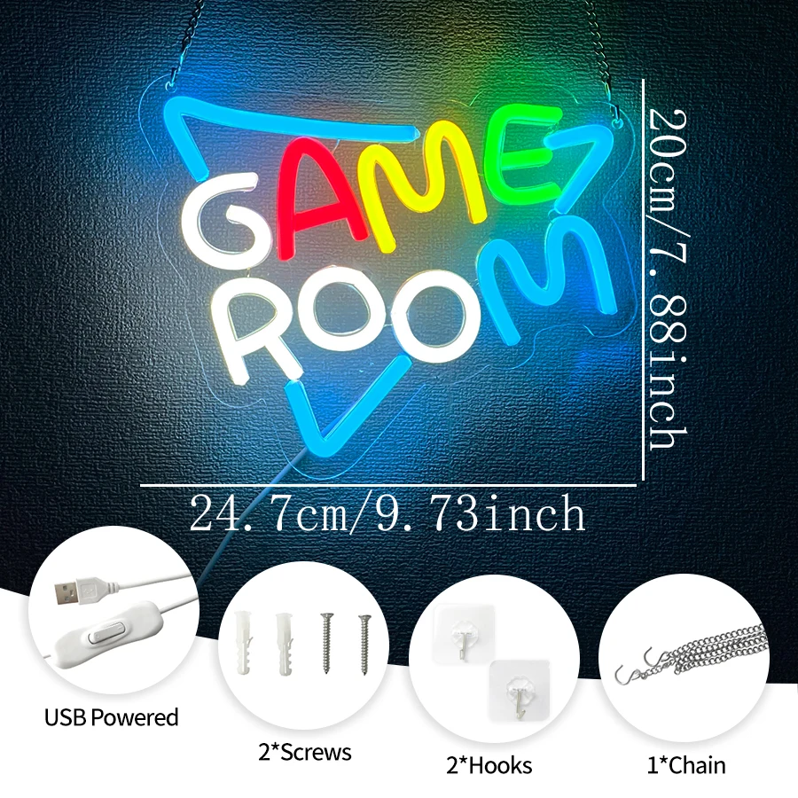 Game on Neon Sign,Gamepad Shaped Neon Sign For Teens Boys Bedroom Wall Decor,LED Game Controller Neon for Game Zone Party Gift view 4