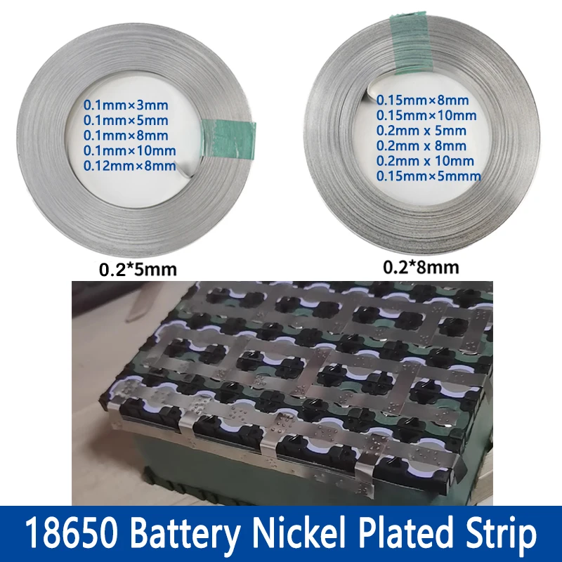 

1 Roll Nickel Plated Spot Welding Strip 0.1-0.2mm 10meters 18650 21700 Li-ion Battery Pack High Conductivity Connector Belt