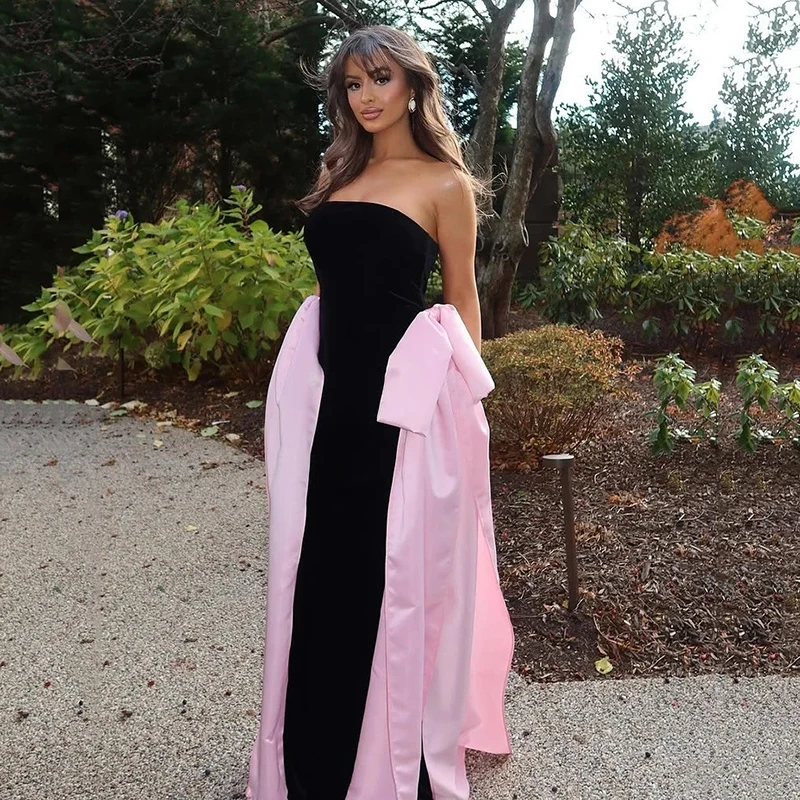 

Smileven Black And Pink Women Formal Evening Gowns Sleeveless Elegant Party Gowns 2025 Customized