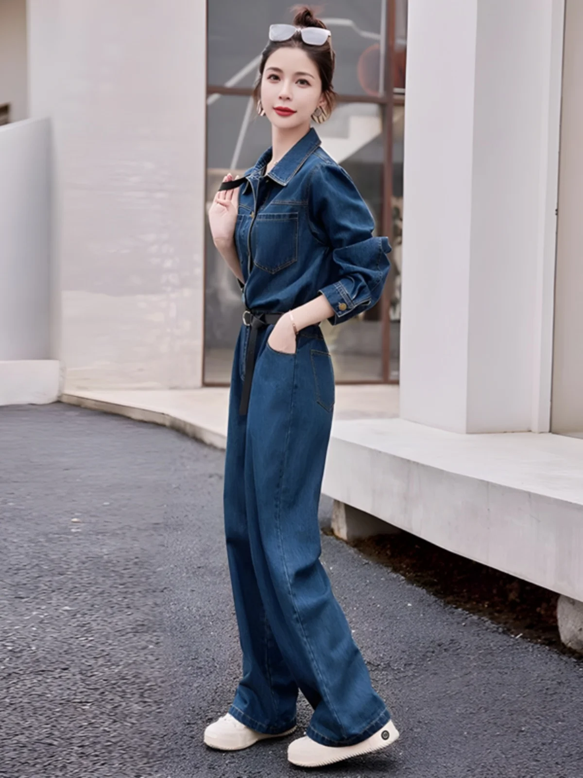 

Повседневный джинсовый комбинезон с высокой талией, комплект рабочей одежды, облегающий, осенний, новинка, молодежный, хлопковый, на молнии, разные цвета