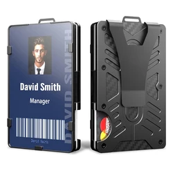 DulWallets-Porte-badge d'identification transparent, blocage RFID, portefeuille en métal en aluminium EDC, porte-carte de crédit avec pince à billets