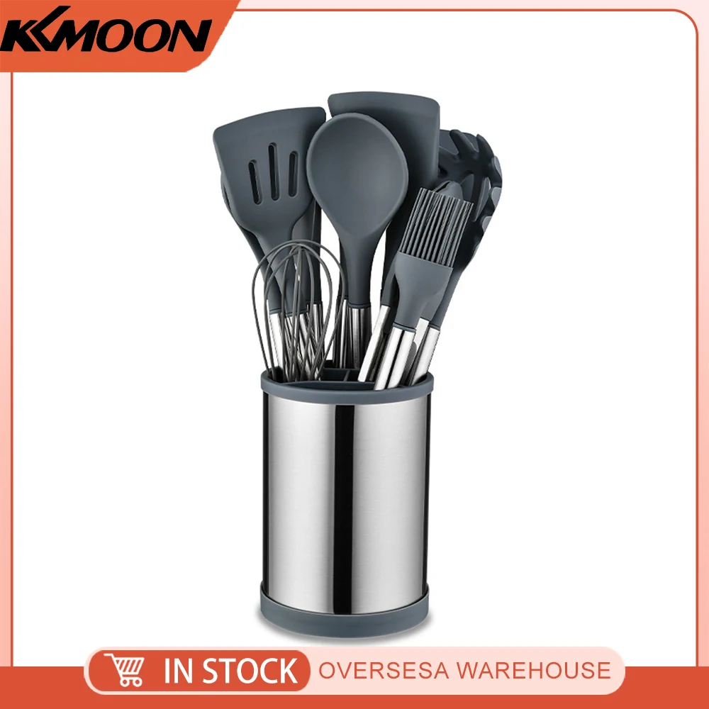 Kitchen Utensils Set Cooking Utensil Sets Silicone Kitchen Utensils Cooking Cutlery Set with Stainless Steel Handle Nonstick