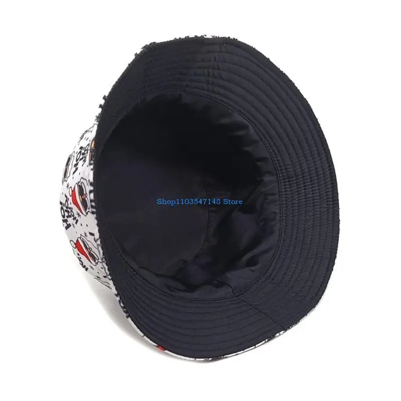 P88B Unisex Bucket Hat Santa Reversible Fisherman Hat for Christmas Santa Hat