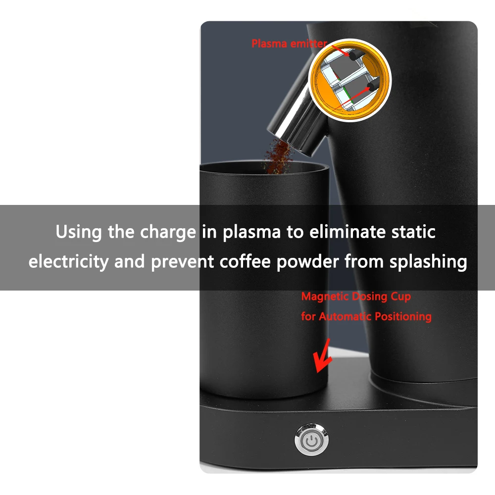 Itoop-مطحنة قهوة مخروطية الشكل بدون نعومة ، قادوس حبوب ، تصميم مسحوق طائر مضاد للساكنة ، CG63 ، 63 ، 40 جم