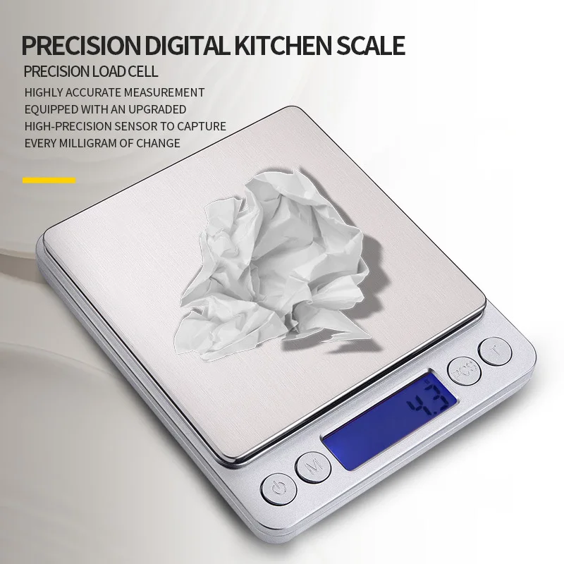 3 kg digitale Küchenwaage – 0,1 g präzise wiederaufladbare Lebensmittelwaage – Edelstahl-Wiegerät zur Koch- und Portionskontrolle